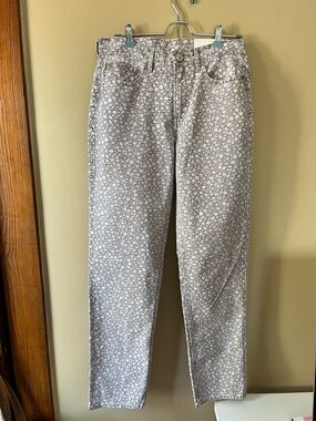 4 Long - American Eagle Outfitters Dusty Brown Floral Straight-Leg Jeans